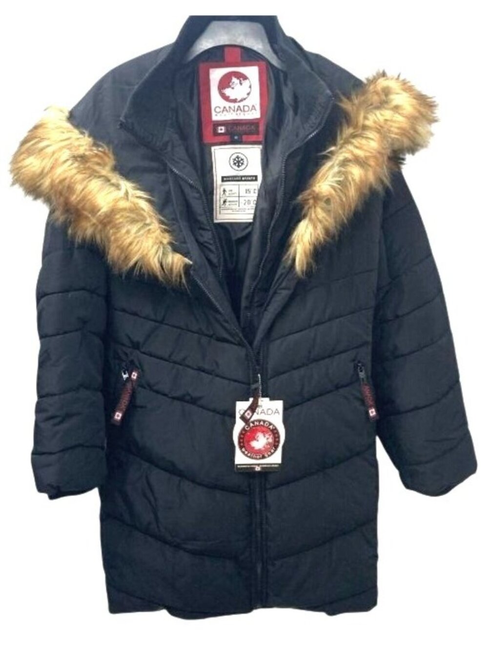 Canada Weather Gear Women's Black Coat 3X With Faux Fur Hood NWT